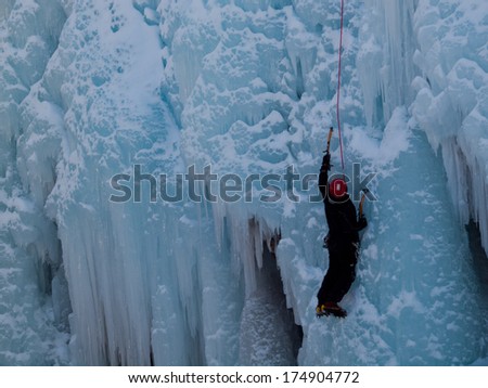 Ouray, Colorado-January 8, 2012: Annual Ice Festival with ice climbing competition.