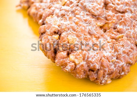 Fresh large apple fritters from the local bakery shop.