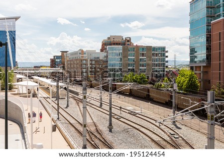 Denver, Colorado/ USA-26 May, 2014: Light rail station near Union Station in Denver.