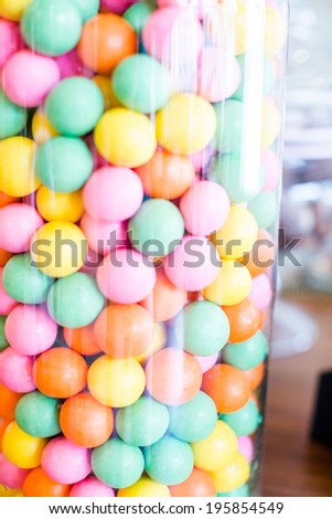Multicolored candies on display at the candy store.