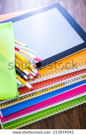 New school supplies ready for new school year.