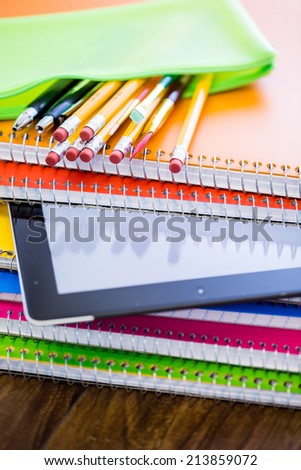 New school supplies ready for new school year.