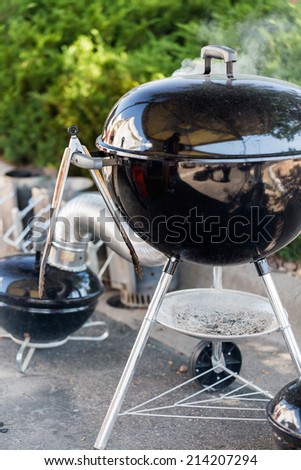 Summer outdoor cooking on barbecue grill.