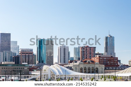 Denver, Colorado, USA-August 31, 2014. Summer skyline of downtown Denver, Colorado