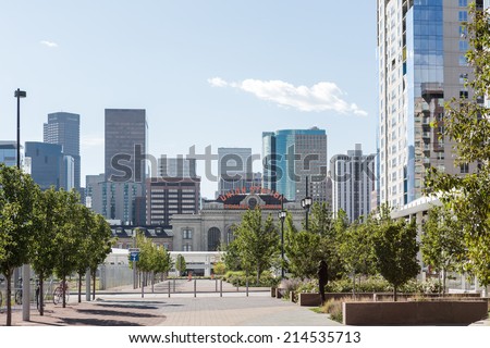 Denver, Colorado, USA-August 31, 2014. Summer skyline of downtown Denver, Colorado
