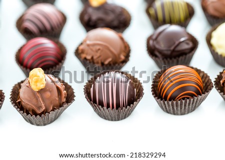 Delicious gourmet chocolate truffles hand made by professional chocolatier.