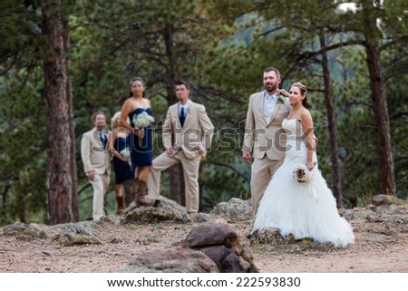 Small outdoor wedding on late summer day.