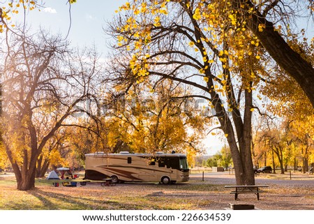 Denver, Colorado, USA-October 26, 2014. Camping in late Autumn in Colorado.