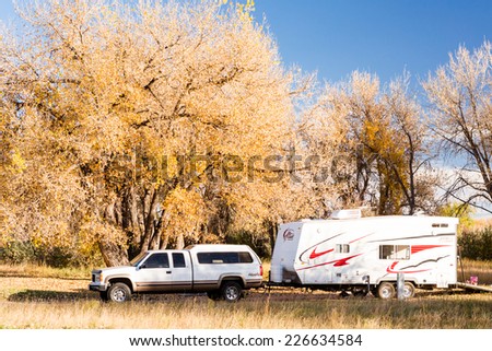 Denver, Colorado, USA-October 26, 2014. Camping in late Autumn in Colorado.