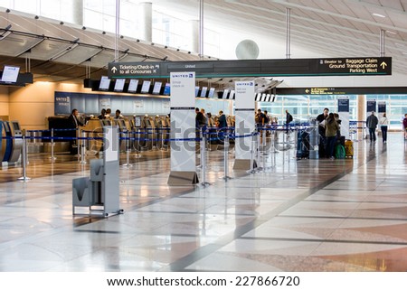 Denver, Colorado, USA-November 2, 2014. Denver International Airport on typical Sunday morning.
