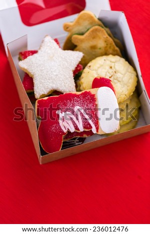 Variety of Christmas cookies as a food gift for Christmas.