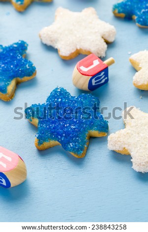 Hanukkah white and blue stars hand frosted sugar cookies,