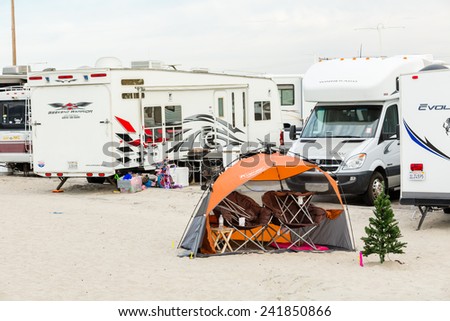 Coronado, California, USA-December 28, 2014. Winter RV camping on cost of California.