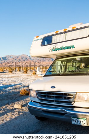 Death Valley National Park, California, USA-December 24, 2014. Typical winter RV camping in Death Valley.