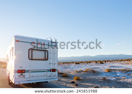 Death Valley National Park, California, USA-December 24, 2014. Typical winter RV camping in Death Valley.
