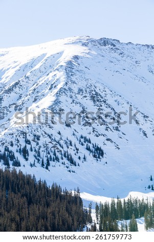 Typical weekend at Loveland pass on late Winter day.