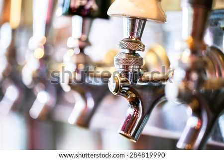 Close up of beer lines for draft beer in restaurant.