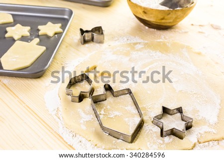 Baking sugar cookies for Hanukkah.