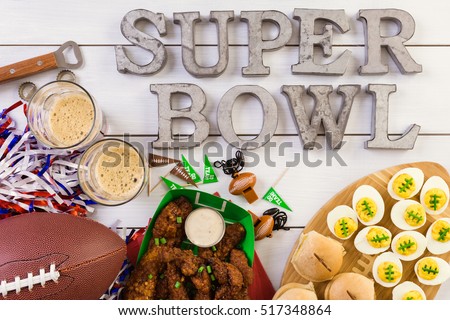 Snacks for watching a football game. Super Bowl day party.