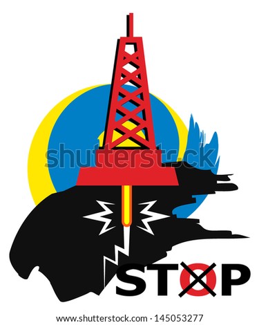 Stop fracking - stock vector