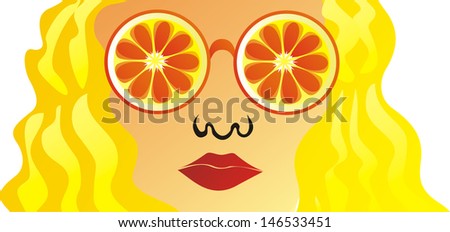 Girl summer orange illustration