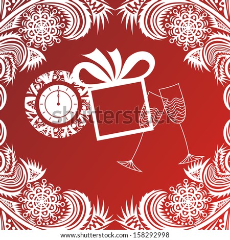 Happy new year card winter pattern background illustration