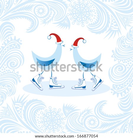 Happy new year card birds illustration