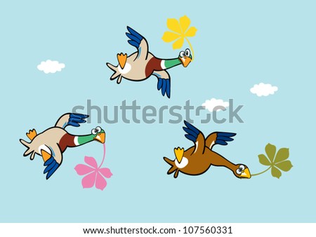 Cartoon Ducks Flying