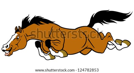 Running Horse,Cartoon Picture Isolated On White Background,Side View