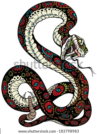 snake with open mouth tattoo illustration isolated on white background snake with open mouth tattoo illustration isolated on white background