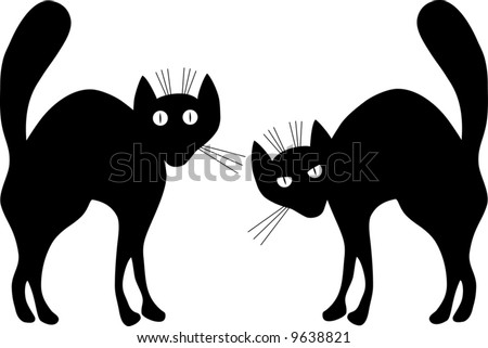 Two Black Cats. A Vector Illustration. Contour. - 9638821 : Shutterstock