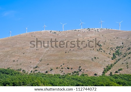 A plant formed by the blades of the wind that produces renewable energy in Italy