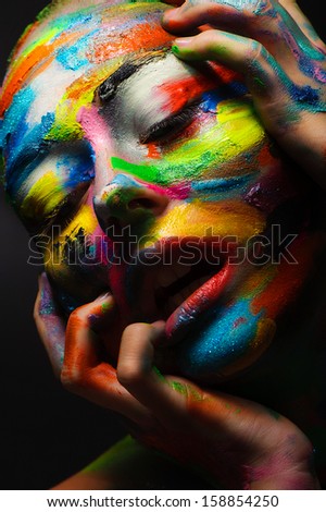 girl with color face art
