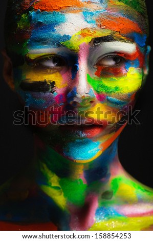 girl with color face art