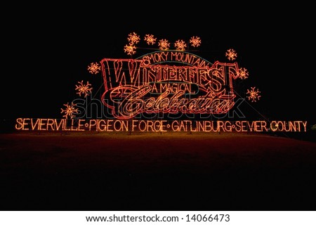 Winterfest Sign & Lights, Sevier County, Tennessee