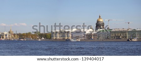 Saint Isaac\'s Cathedral  and Neva river in Saint Petersburg, Russia