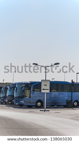 Row of passenger bus waiting for passenger on parking lot
