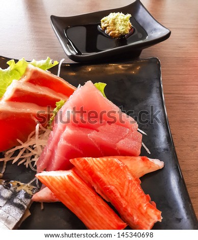 Raw seafood japanese sashimi set mix
