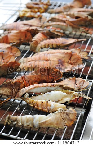 Grilled fresh Prawn on  Barbecue grills