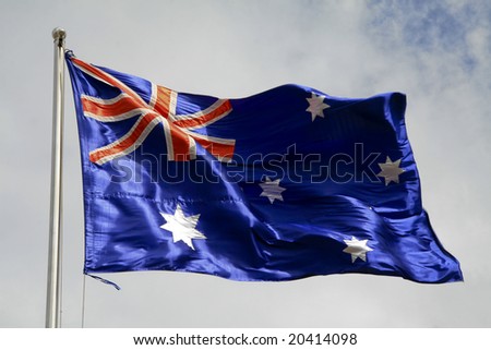 Australian flag waving in the wind