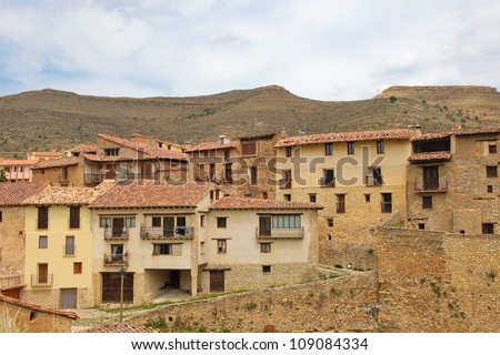 Houses in the old center of Alcaniz, Aragon, Spain