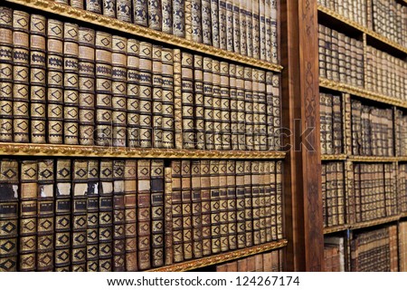 Antique books in the Library of Stift Melk, Austria.