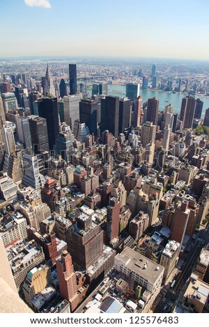 Vertical Skyline Of Midtown Manhattan In New York City, United States