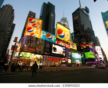 NEW YORK CITY - JANUARY 22: Billboards at Times Square in New York City on January 22, 2009. Times Square is a symbol of New York City.