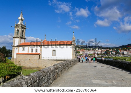 PONTE DE LIMA, PORTUGAL - AUGUST 3, 2014:  Famous chapel of Saint Michael in Ponte de Lima, a town in the Northern Minho region in Portugal.