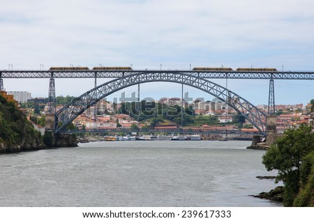 PORTO, PORTUGAL - JUNE 3, 2014: Railway Bridge over the River Douro in Porto, Portugal.
