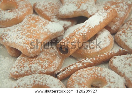 Couple of cookies and biscuits with fine sugar on top