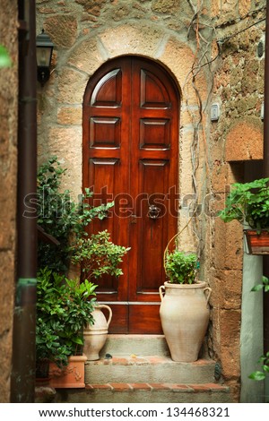 Old Door In A Tuscany Town, Italy