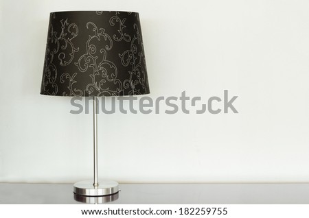 Lamp on a desk with white background
