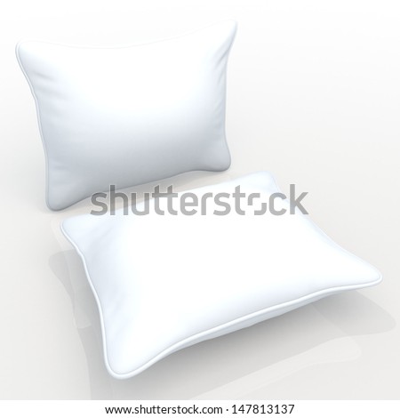 3d clean white pillows, cushions blank template in isolated with clipping paths, work paths included